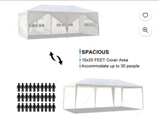 10 ft. x 20 ft. Wedding Party White Canopy Tent Outdoor Gazebo with 6 Removable Sidewalls for Backyard, Birthday Party,1,!!!