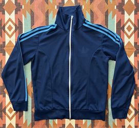 VTG 90’s Adidas Trefoil Navy Blue Full Zip Track Jacket Unisex Medium Slim Fit