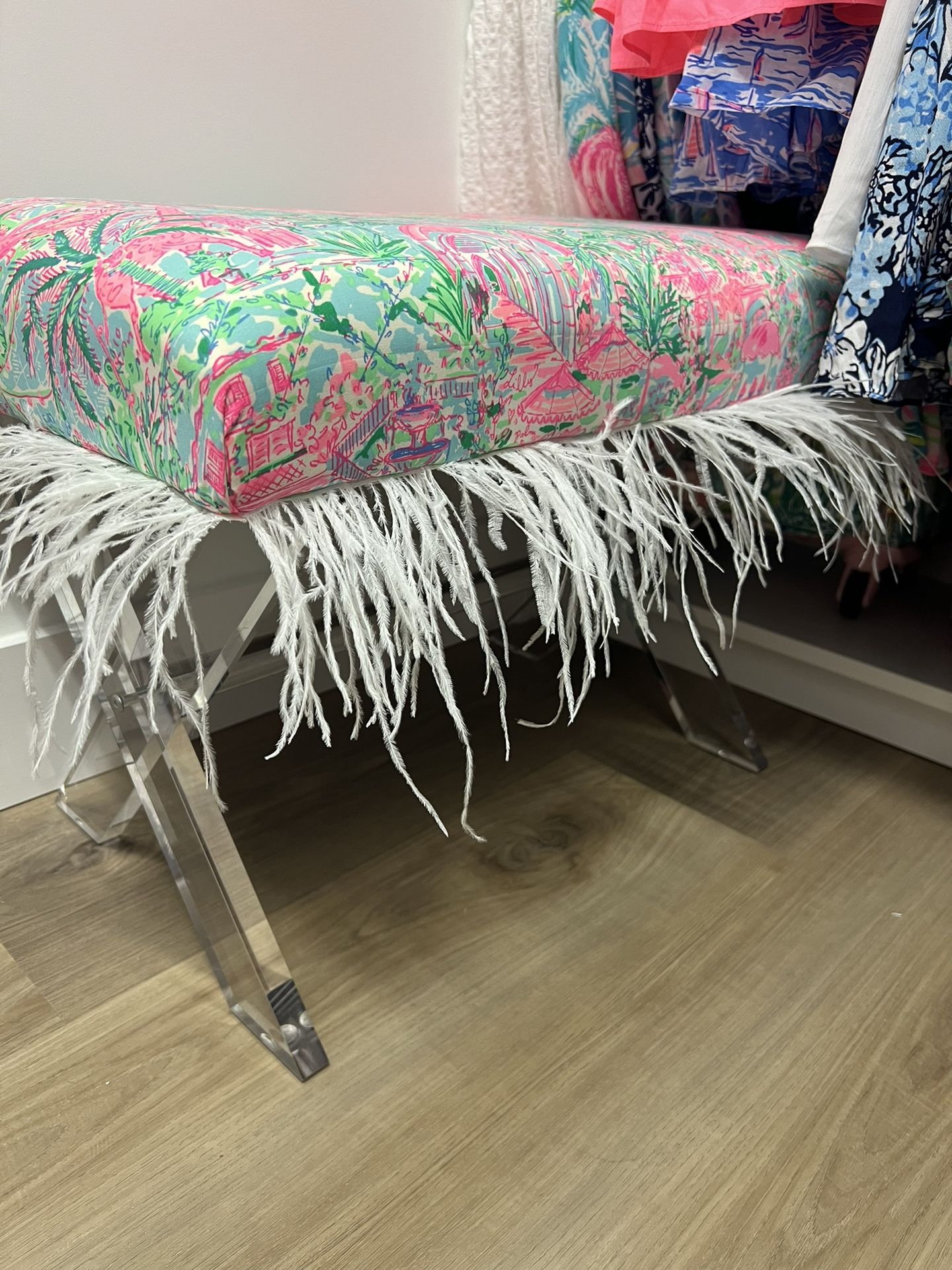 Custom Lilly Pulitzer Lucite Stool/ Bench