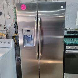 GE 36in Side By Side Fridge Stainless Steel Working Perfectly 4-months Warranty 