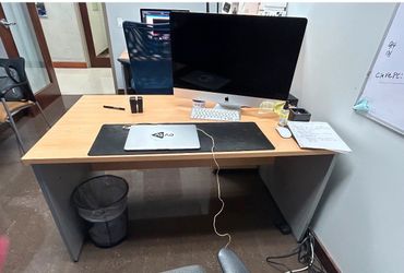 Modern Commercial Office Desk – Light Oak & Gray Finish