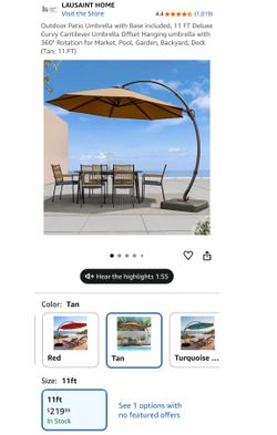 Umbrella with base and cover 11ft