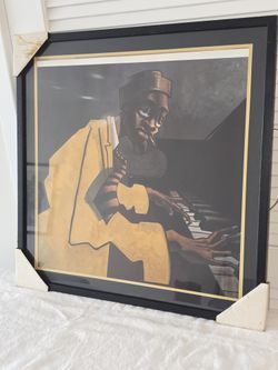 🔥 Iconic Justin Bua "The Piano Man" Framed Art Print 25x25"1"