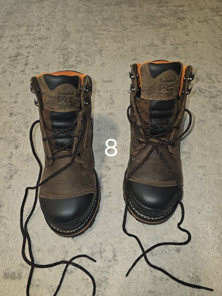 TIMBERLAND WATERPROOF ANTI-FATIGUE COMPOSITE ROUND STEEL TOE LACE UP BOOTS