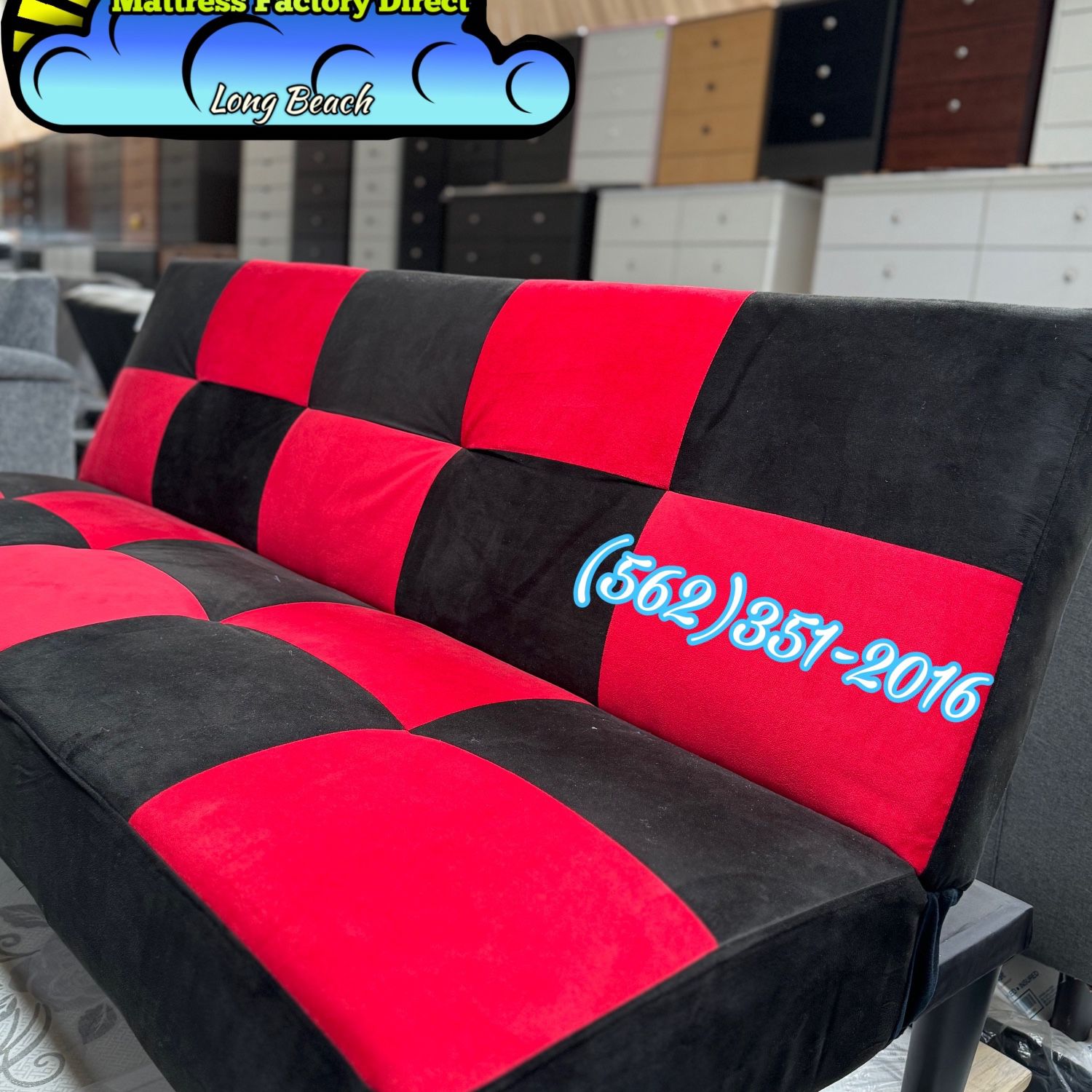 Black And Red Sofa Futon Couch 