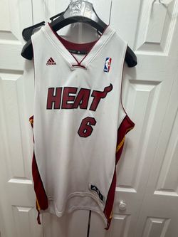 adidas Miami Heat LeBron James #6 White NBA Basketball Jersey Size XL