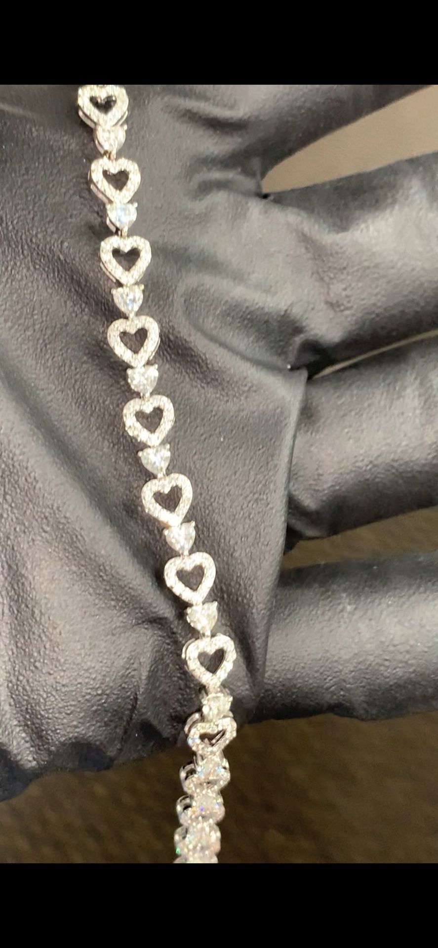 925 Silver With Moissanite Diamond  Heart Bracelet