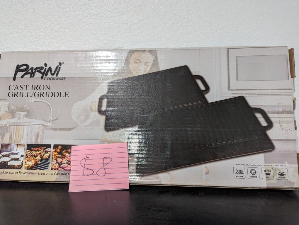 Parini Cast Iron Grill Griddle New Cookware Garage Sale for Sale in