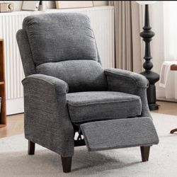 Sillon reclinable tapizado con respaldo empujable de tela moderna ajustable, respaldo acolchado, sofá reclin