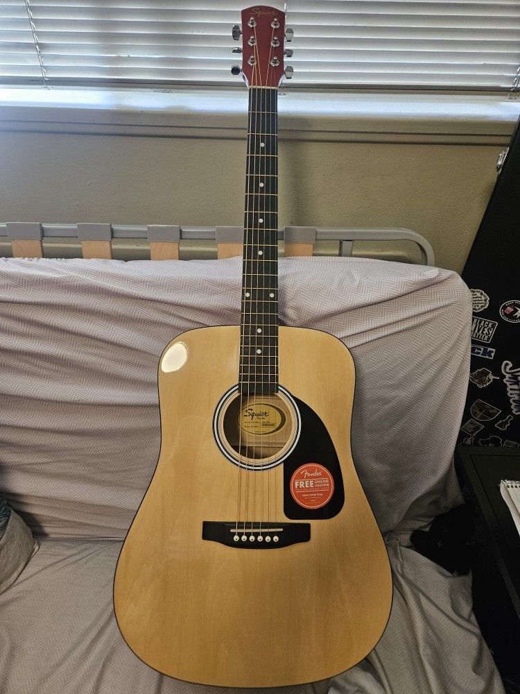 Brand New Squier Acoustic Guitar + Case + Strings + Strap