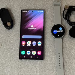 Samsung Galaxy S22 Ultra WITH SAMSUNG WATCH (carrier Unlocked)charger 128GB – or best offer