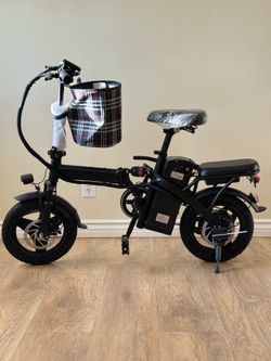 New Black Foldable Electric Bicycle with Basket