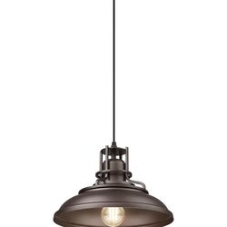 FEMILA Farmhouse Pendant Light,12" Barn Vintage Hanging Light Fixture for Kitchen Island, Adjustable Height,Oil Rubbed Bronze Finish, 4FY15-MP ORB