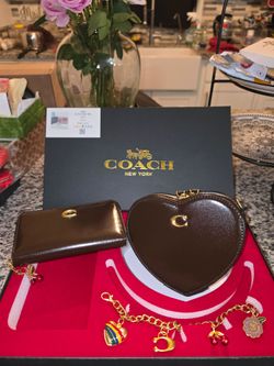 Coach 3 piece set brand new in the box chocolate brown