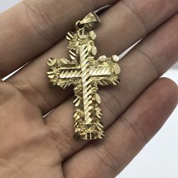 Gold Pendant Cross 10K Solid New 