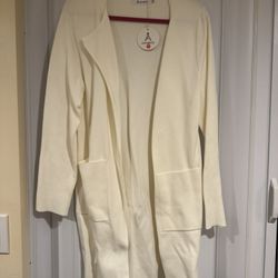 White Heavy Long Cardigan
