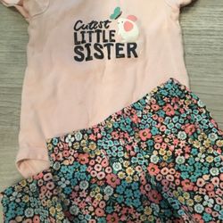 Carters Cutest Little Sister Onesie Bodysuit 12M Girl