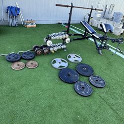 Bench Press And Weight Set