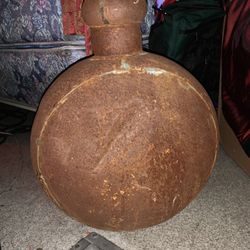 Vintage Dovetailed Metal Indian Water Jug Vessel Bottle 14.5 x 11 x 8 Inches