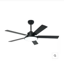 Vaczon 52-Inch Modern DC Ceiling Fan with LED Light & Remote, 5-Blade Black Ceiling Fan
