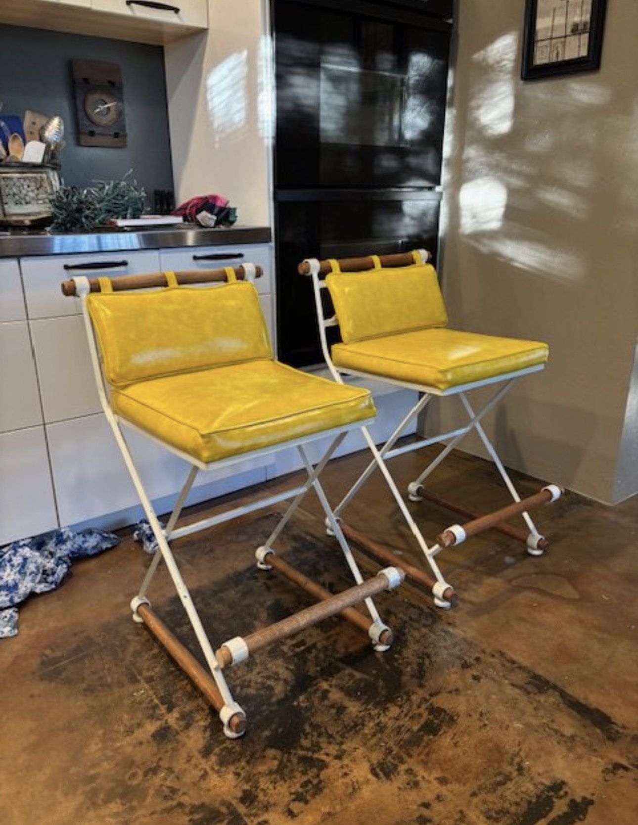 Pair of Vintage MCM Cleo Baldon Inca Barstools