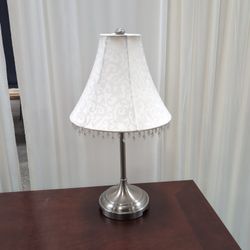 Brushed Nickel Table Lamp with Crystal Bead Fringe