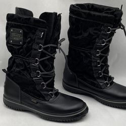 Coach Women's Shaine Monogram Black and Gray Lace-Up Boots 7.5 Women’s