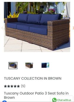 1 LEFT $600 Akoya Brand- Tuscany Collection Outdoor Couches W/ Sunbrella Cushions