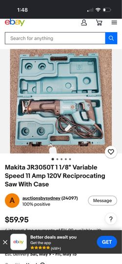 Makita JR3050T 1 1/8" Variable Speed 11 Amp 120V Reciprocating Saw With Case