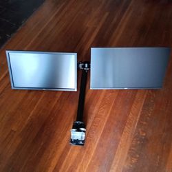 2 Monitos With Dual Arm - 1-Dell 24"  / 1-AOC 27"  Cables Included  Price For All