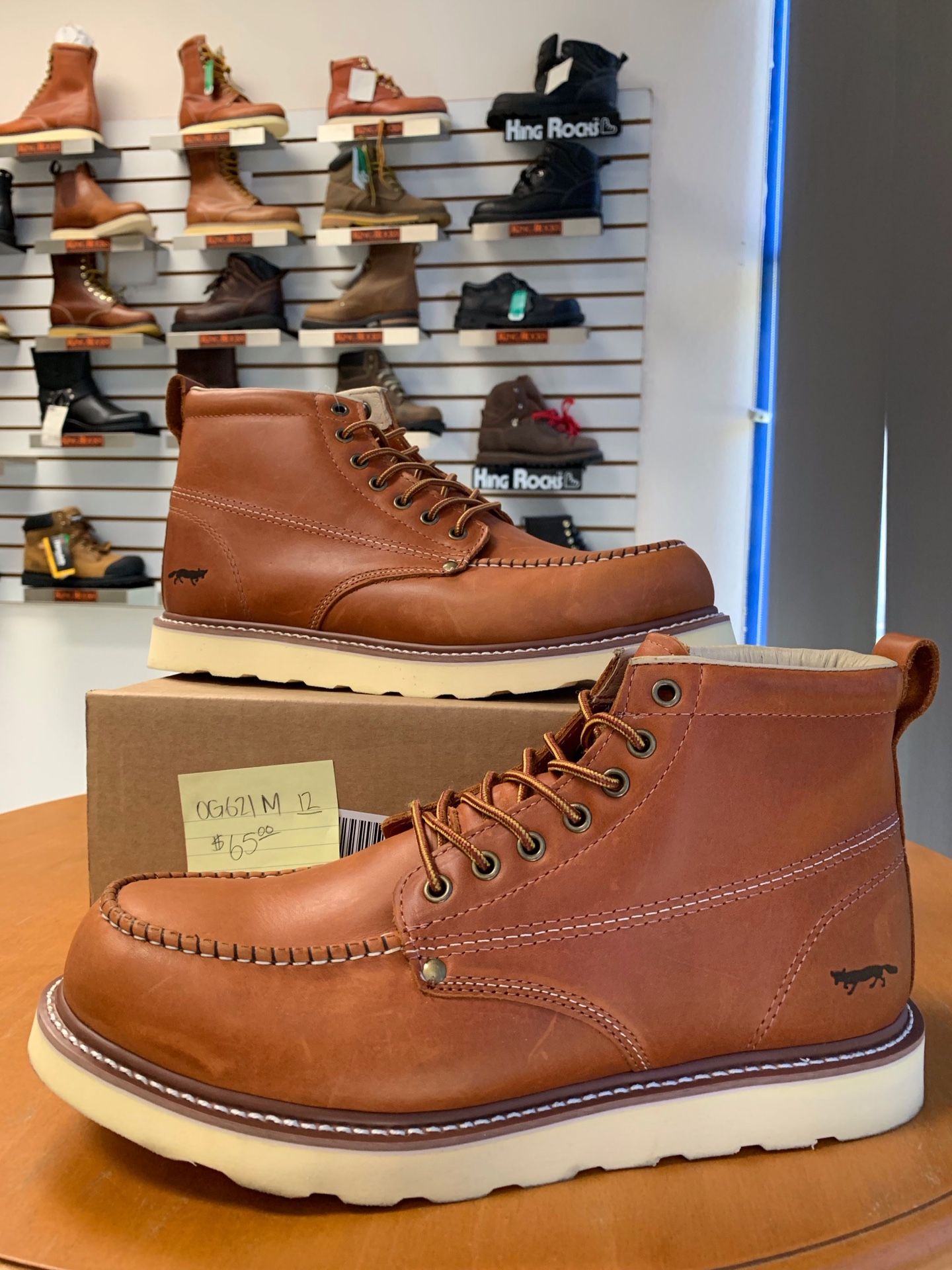 Golden Fox Work Boots Moc Toe Wedge Boot For Construction