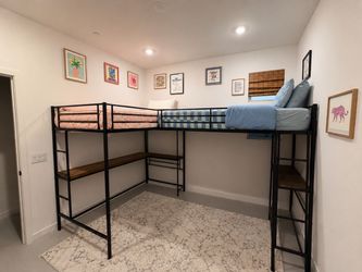 Kids Twin Bunk Bed with shelving