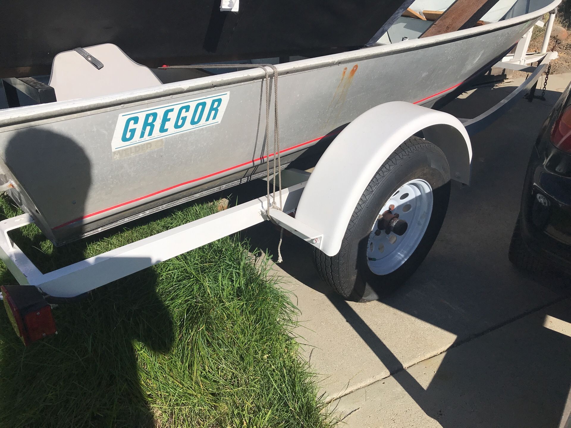 14 foot Gregor Aluminum solid welded boat and trailer
