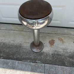   Vintage Crome Bar Stool Has Some Rust Seat Has Rip Been In Basement For Long Time Thanks