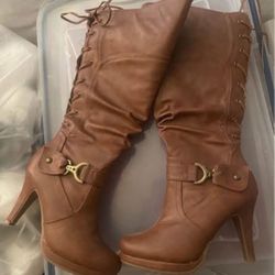 High top Brown Leather Boots