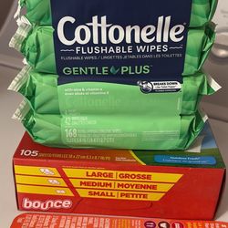 Tide Pens, Dryer Sheets, Flushable Wipes 