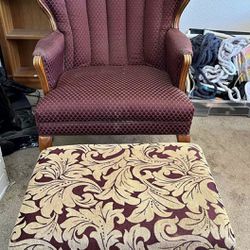 Wingback Arm Chair And Ottoman 