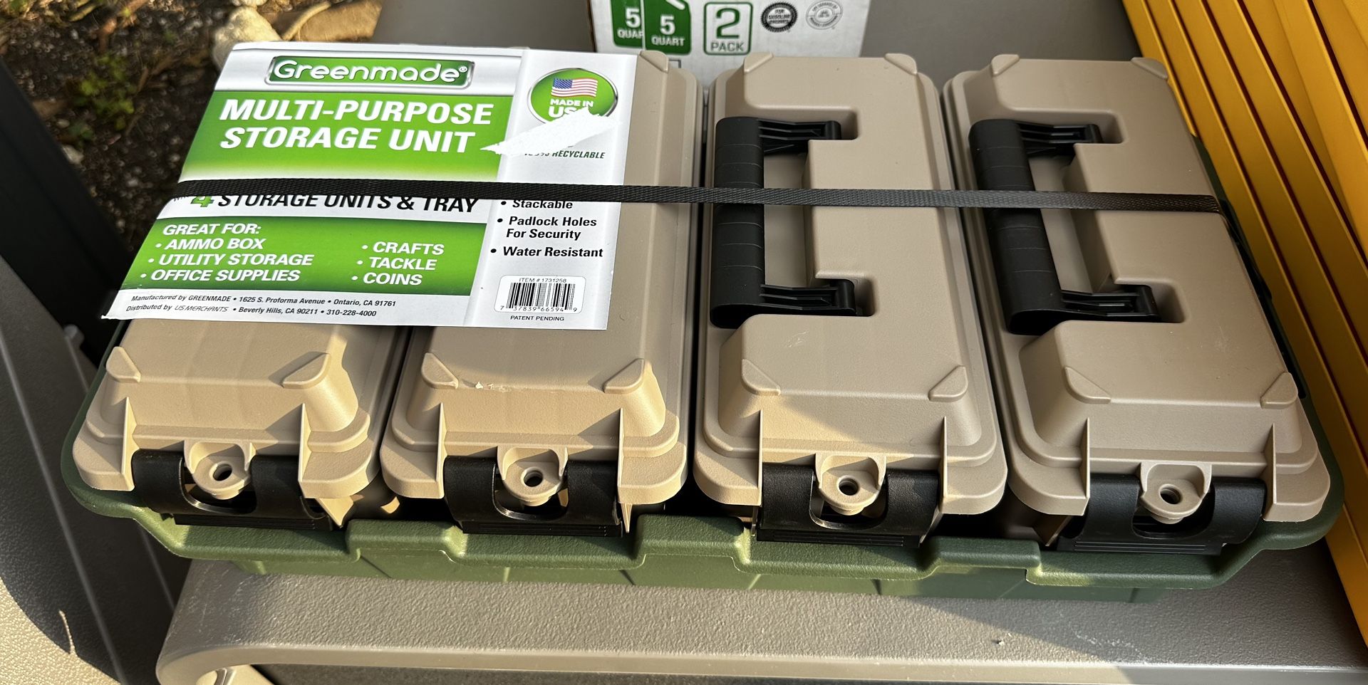 GREENMADE Multi-Purpose Storage Boxes All Crate Ammo/Tackle Organizing units 4 Pack Made in USA, Brown