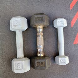 3lbs, 5lbs and 8lbs dumbbells