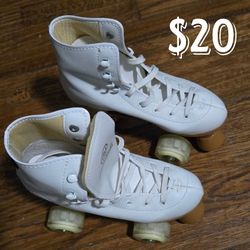 White Jajahoho Roller Skates LED Wheels Size US 5