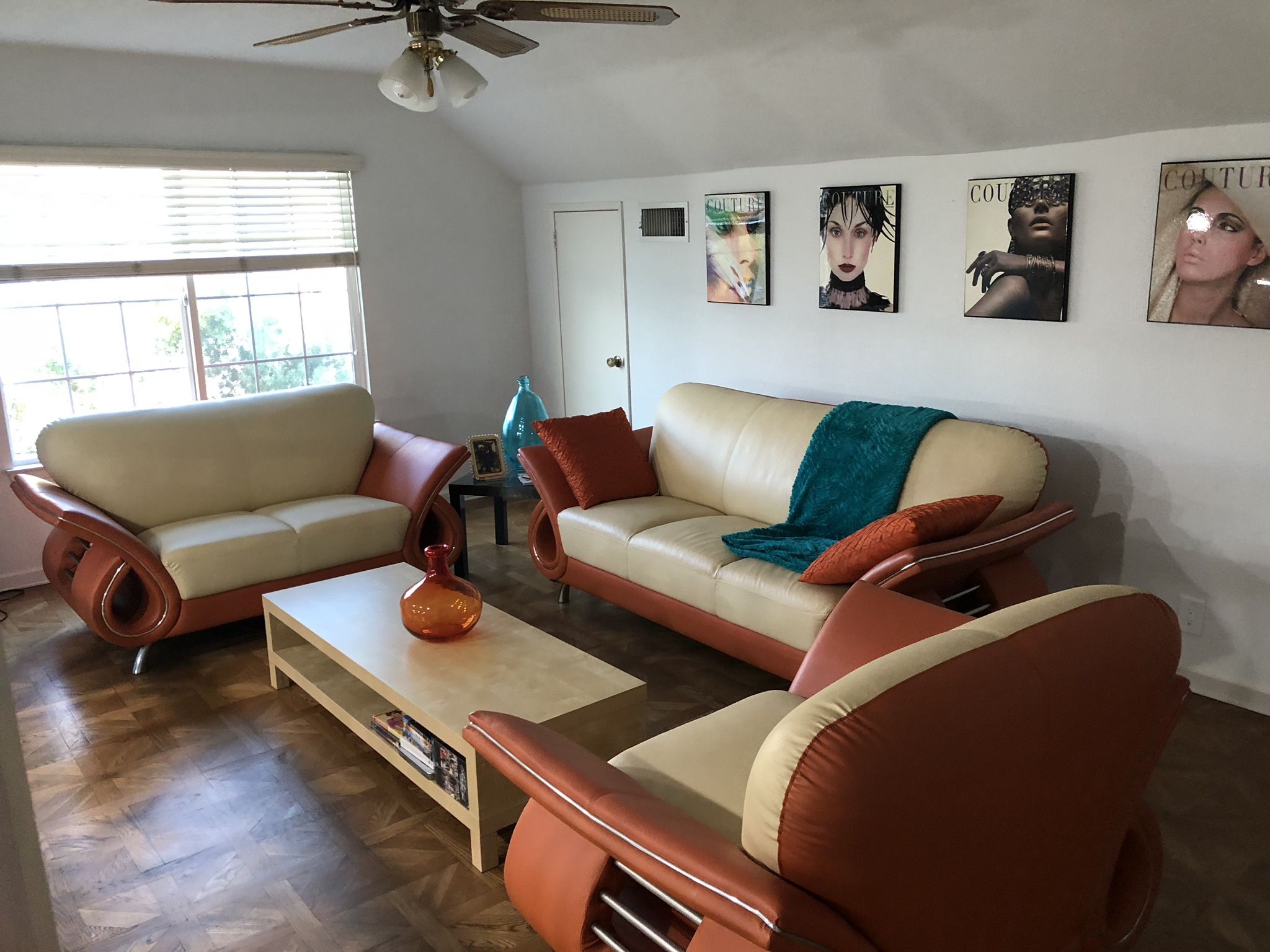 3 Piece Sofa Living Room Set (Leather)