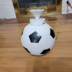 VINTAGE TAIWAN SOCCER BALL GLASS GLOBE HANGING SWAG GLASS LAMP~LIGHT
