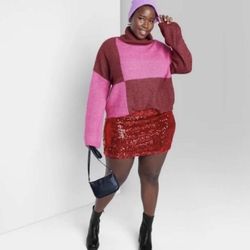 Wild Fable Shiny Red Sequin Low Rise Bodycon Mini Skirt; Target Style Sequins