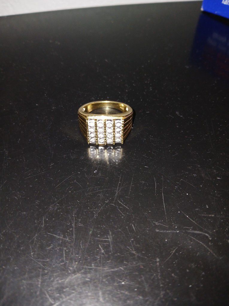 1/2 Carat Diamond Ring. 10k GP  (Men's Size 10) 