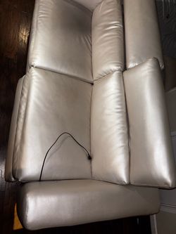 White Leather Power Recliner Sofa