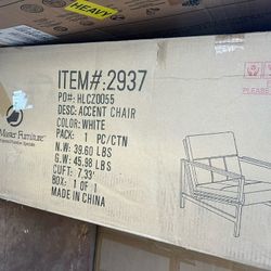 Brand new Best Master Furniture Accent Chair (Model #2937) in White. Still sealed in the original box — never opened, never assembled.