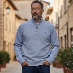 Polo Ralph Lauren Sweater Mens Size XXL  Blue Cotton 1/4 Zip Golf NWT