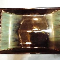 

Ash Tray, Drip Glazed  12.5” x 7.5" Made in Japan, 1960's--

