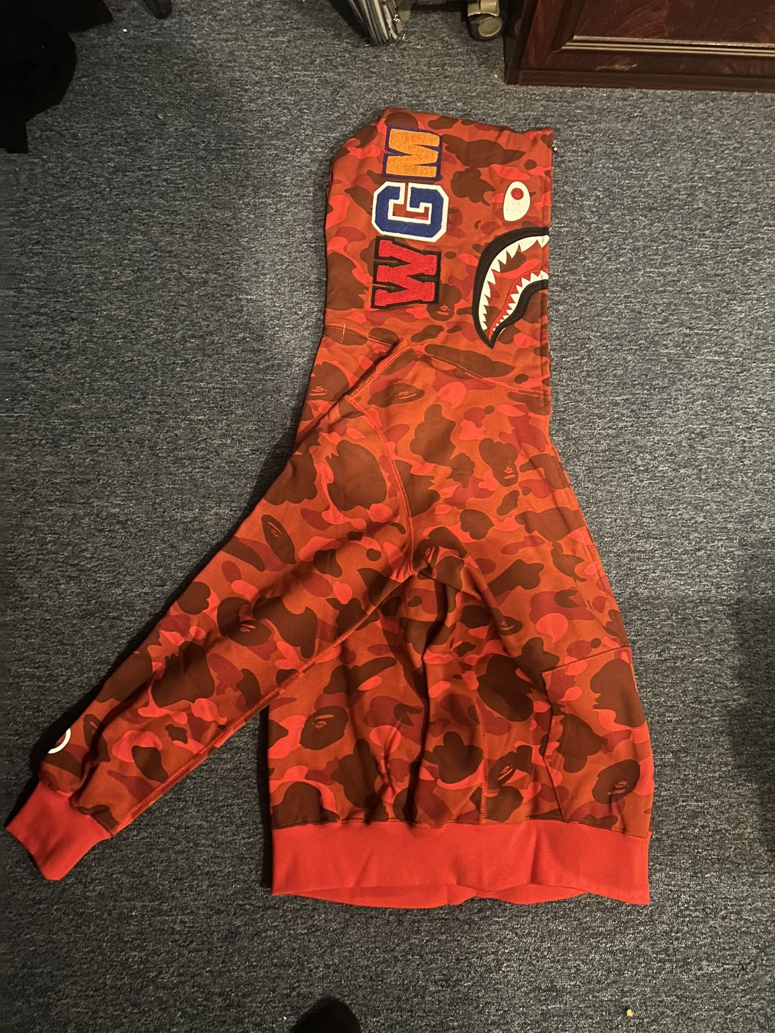 BAPE Color Camo Shark Full Zip Hoodie 'Red'