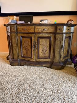 Heavy Olive Wood Color Credenza